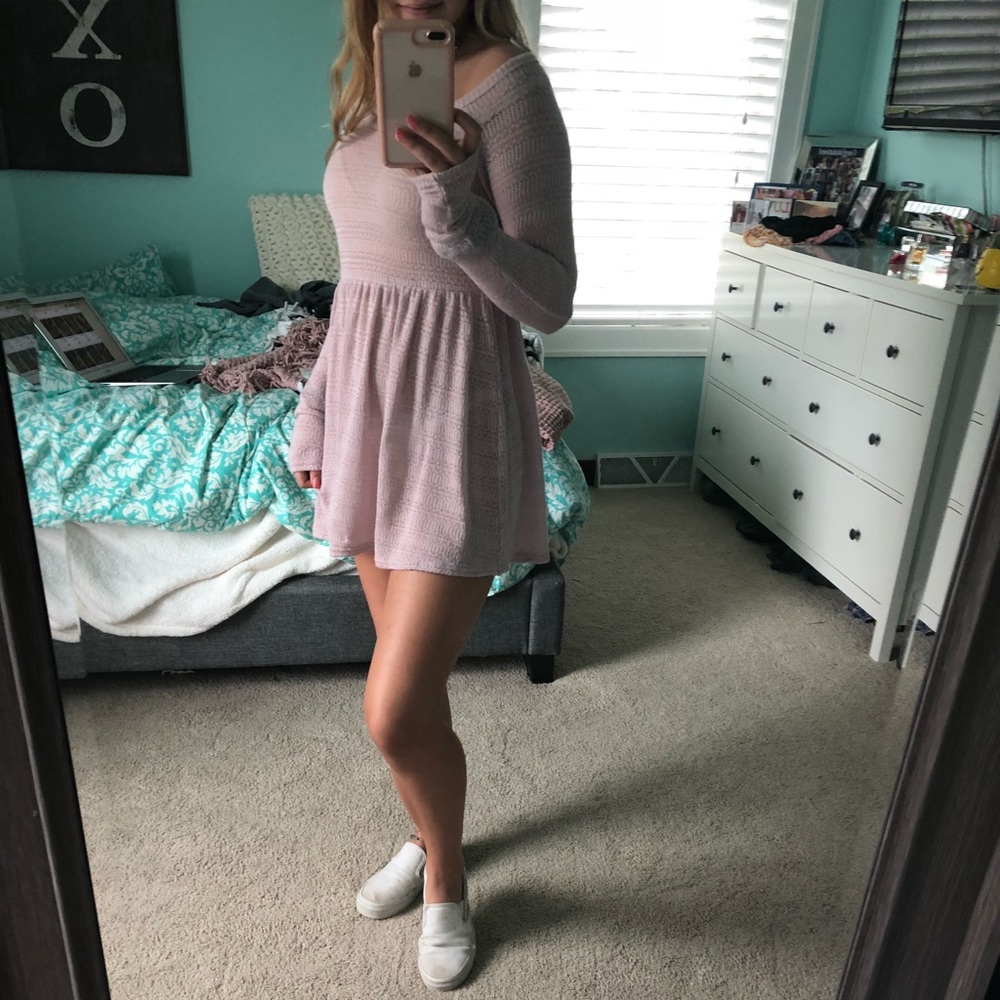 mauve knit babydoll dress